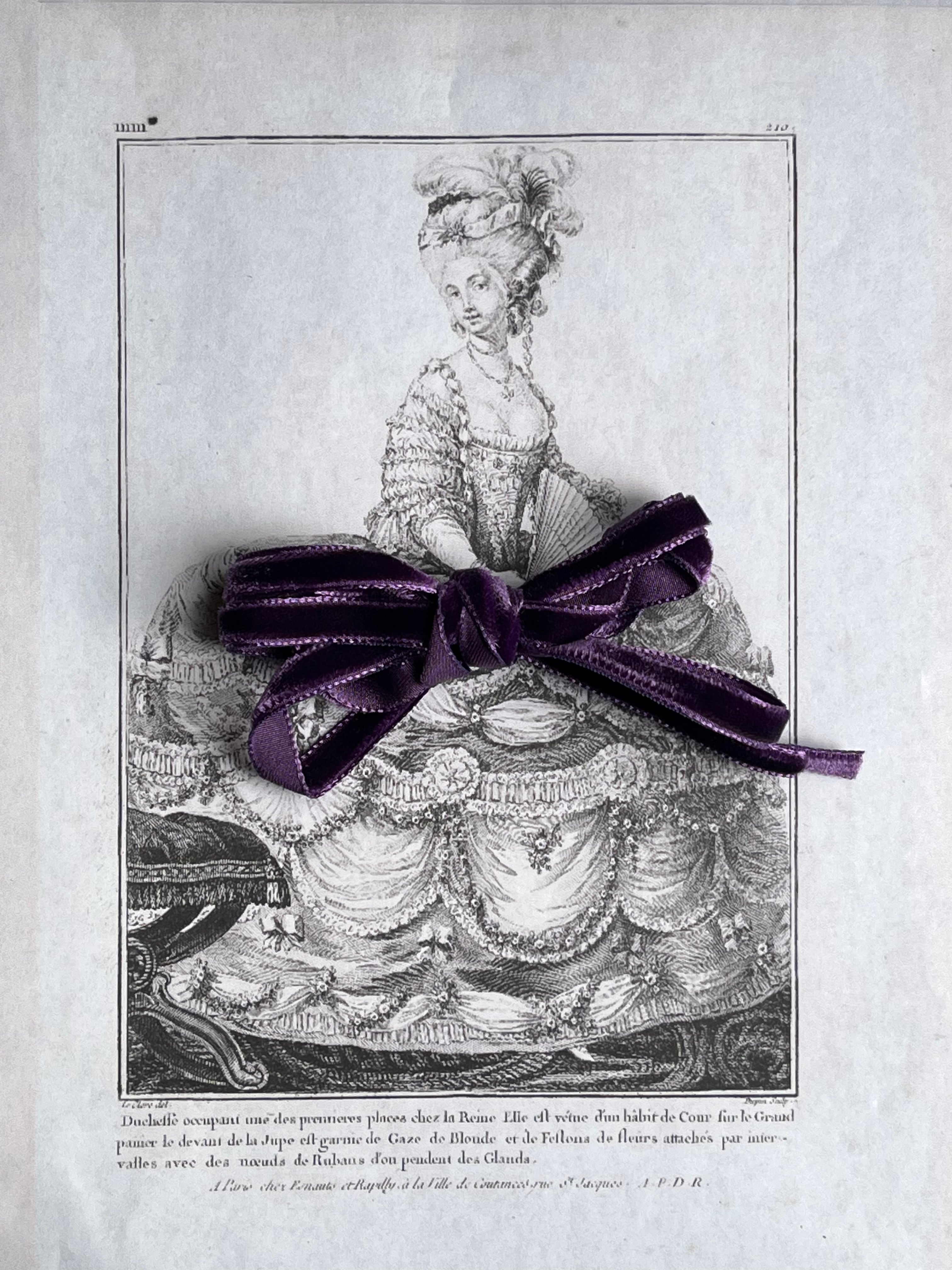 フランス製 ベルベットリボン (7mm ) 14.ブリアン パープル /手芸素材・ハンドメイド・ヘアアクセにも