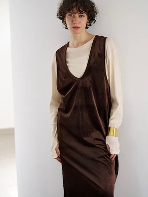 ベルベットリラックスワンピース|ブラウン|YENN