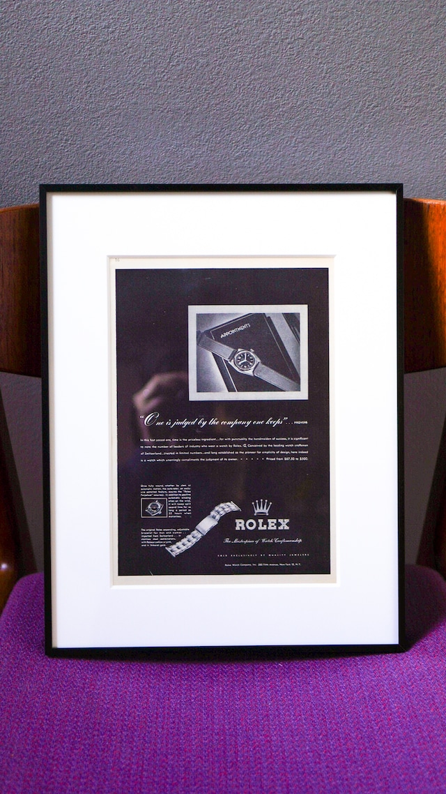 【1946】ROLEX ロレックス バブルバック アドバタイジング ポスター《AD 広告 アート ヴィンテージ》