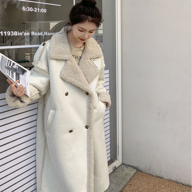 予約販売】ボアコート レディース ロング丈 裏ボア フード ムートン調