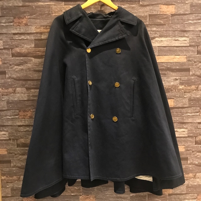 BLACK FLEECE COTTON CAPE COAT