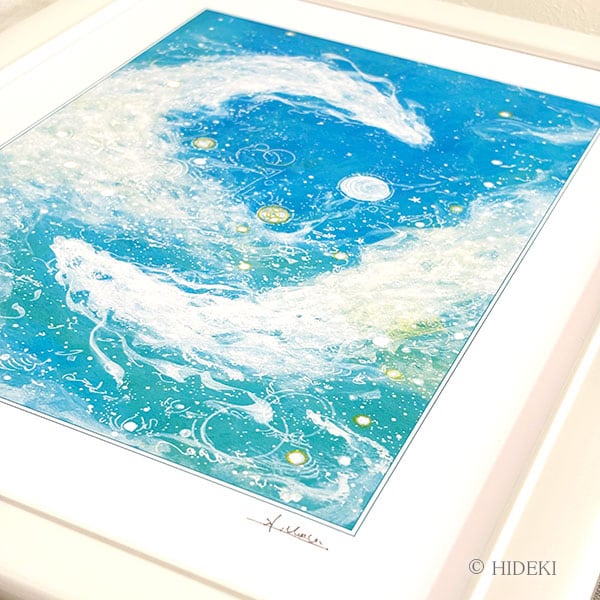 龍神の絵 龍神の絵画 『浄化する水の龍神』龍神画家HIDEKI 太子額付き