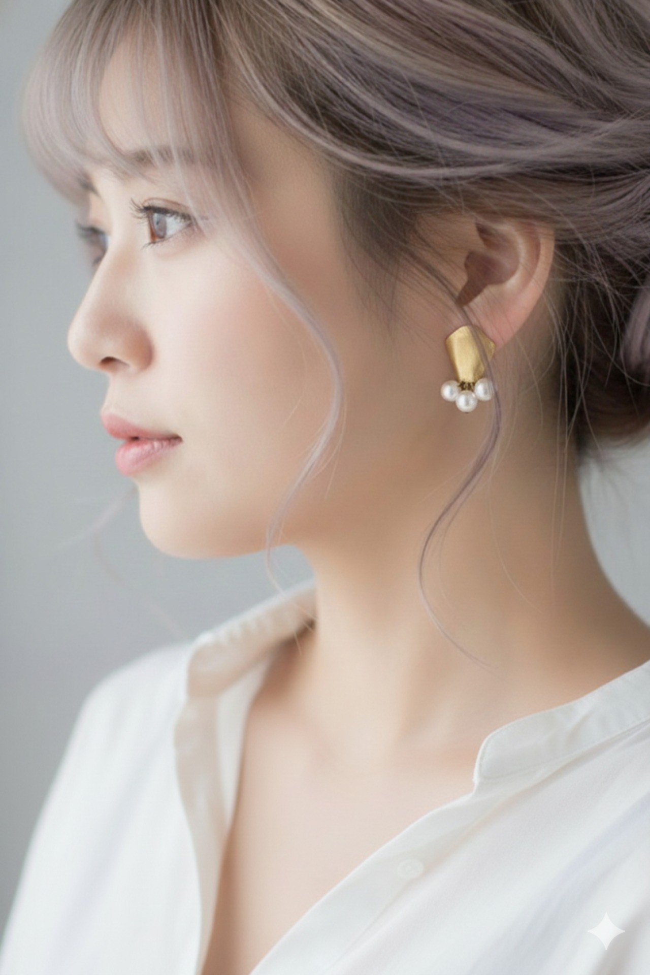 コットンパールのピアス/真鍮