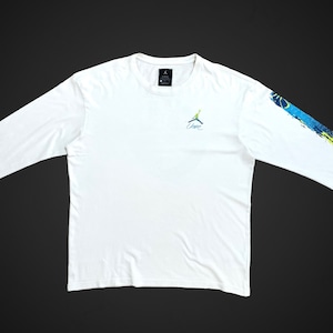 【NIKE UNION】JORDAN LONG SLEEVE  TEE ロンT ロングスリーブ Tシャツ 長袖 バックプリント 袖プリント バスケット L ナイキ ユニオン コラボ ジャンプマン ワンポイント NIKE AIR US古着