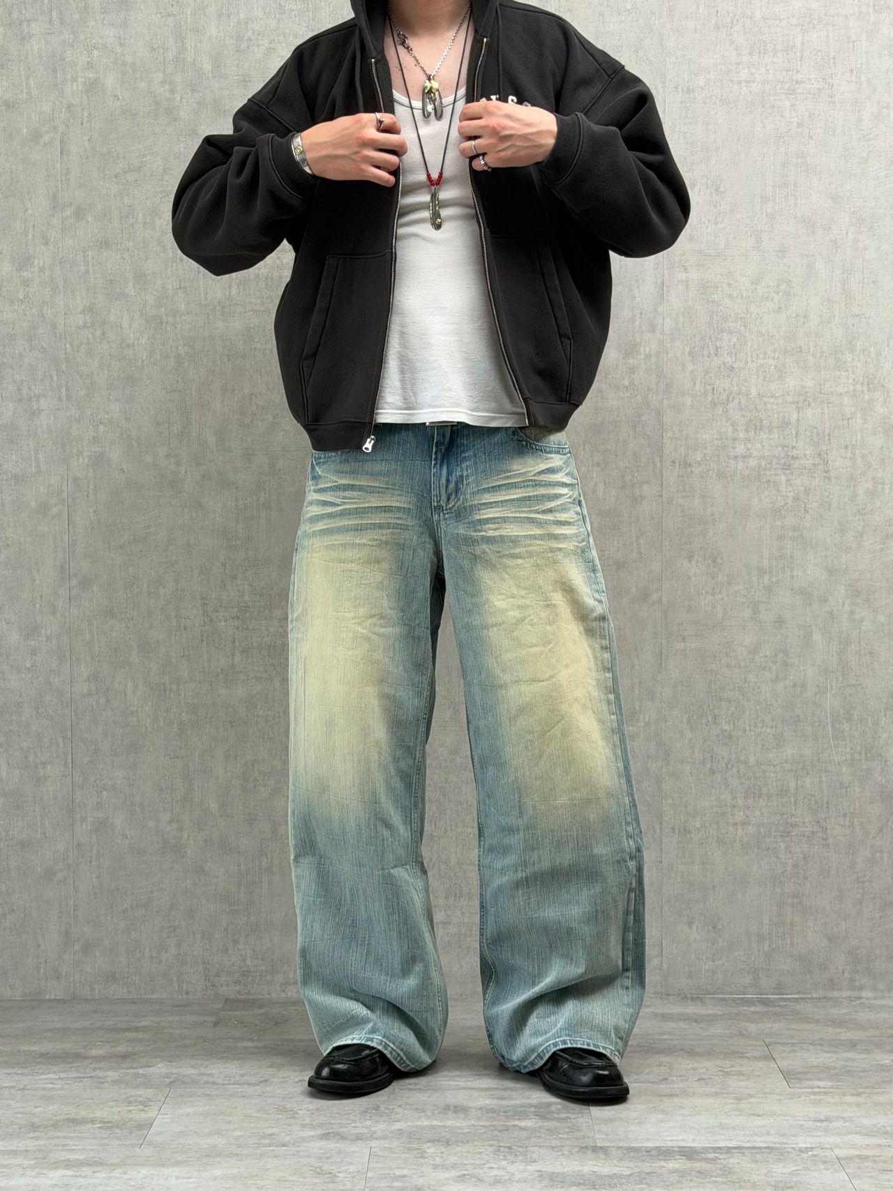 Yellow Blue Semi Wide Denim
