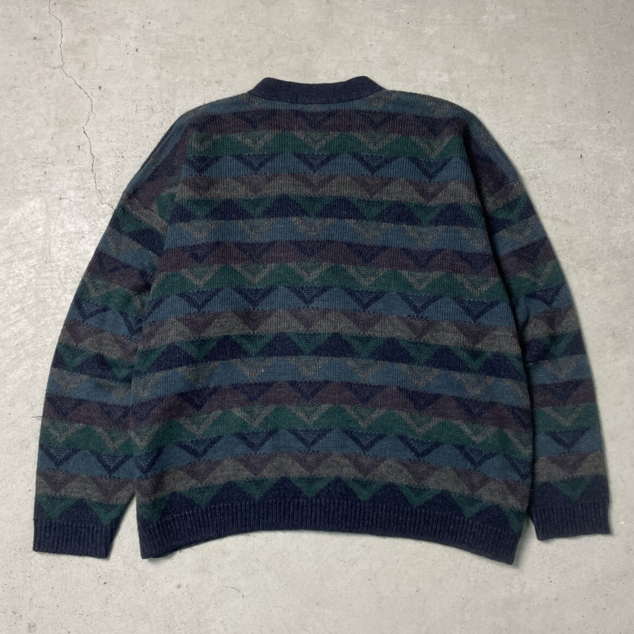 90年代 カナダ製 TIP TOP TAILORS アクリルニットカーディガン 総柄 