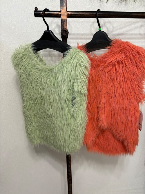 les ague カラフルシャギーベスト　3087