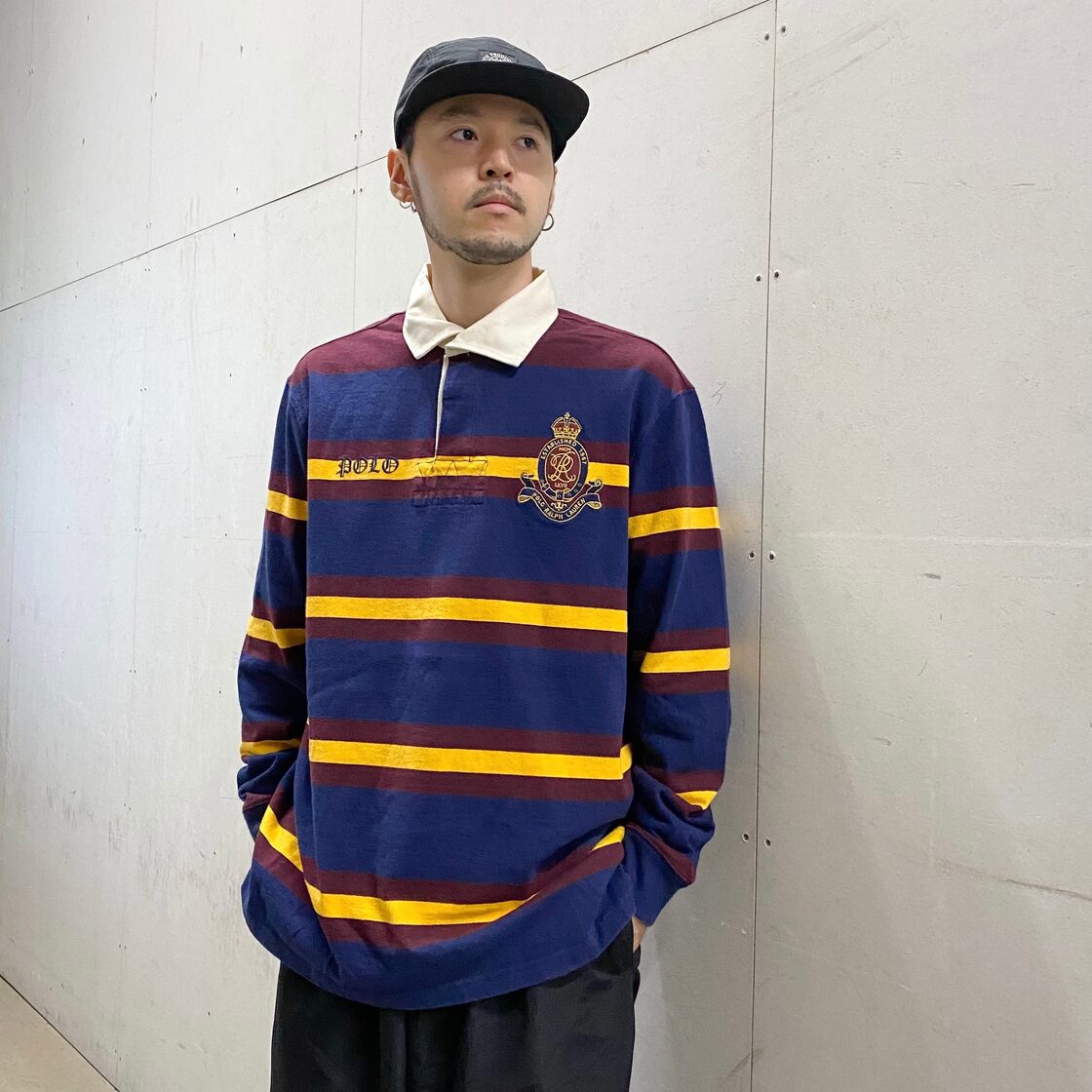90 s Polo Ralph Lauren Rugby Shirt ポロ・ラルフローレン ラグビーシャツ ラガーシャツ ビッグサイズ L 古着