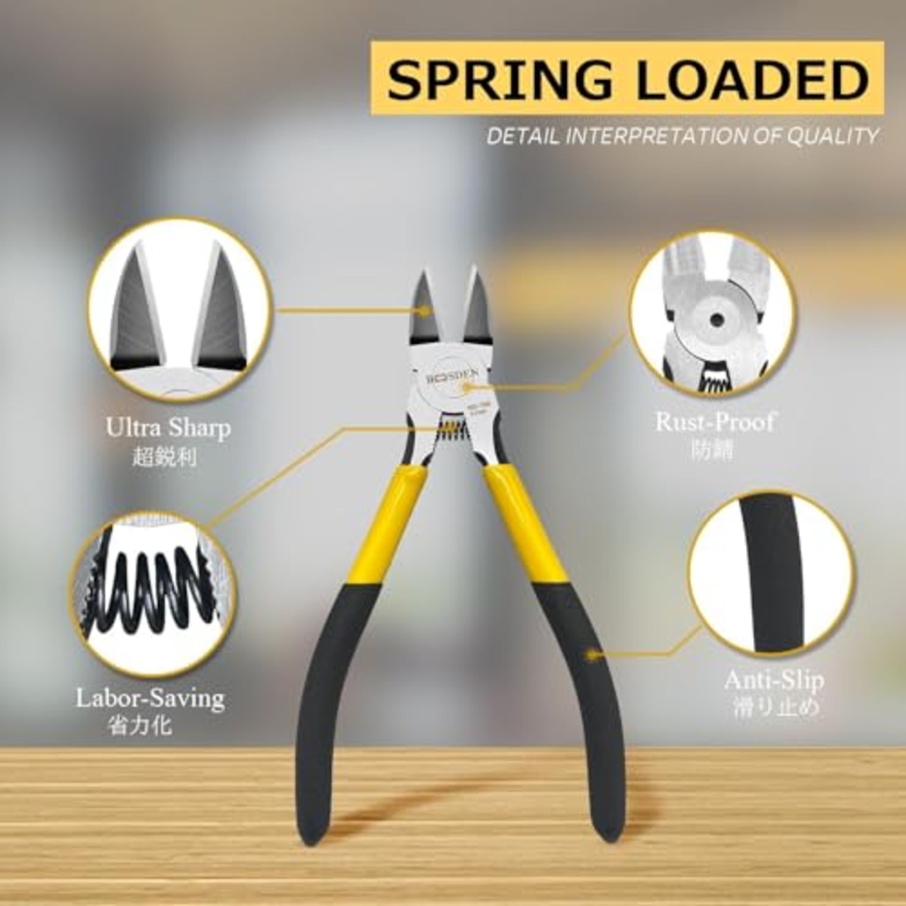 BOOSDEN ニッパー 工具 プラモデルニッパー 電工 強力 ペンチ CRV鋼製 精密 薄刃 小型 プラスチック 金属 160mm