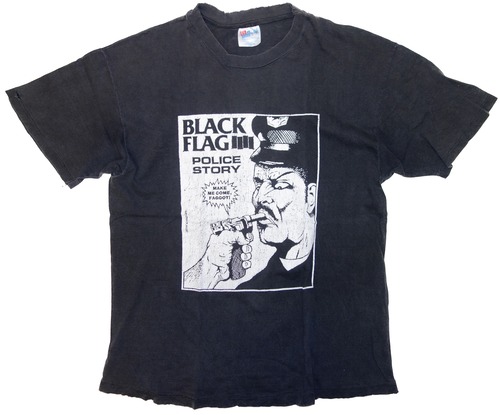 【L】 80〜90s BLACK FLAG T-SHIRT "POLICE STORY"