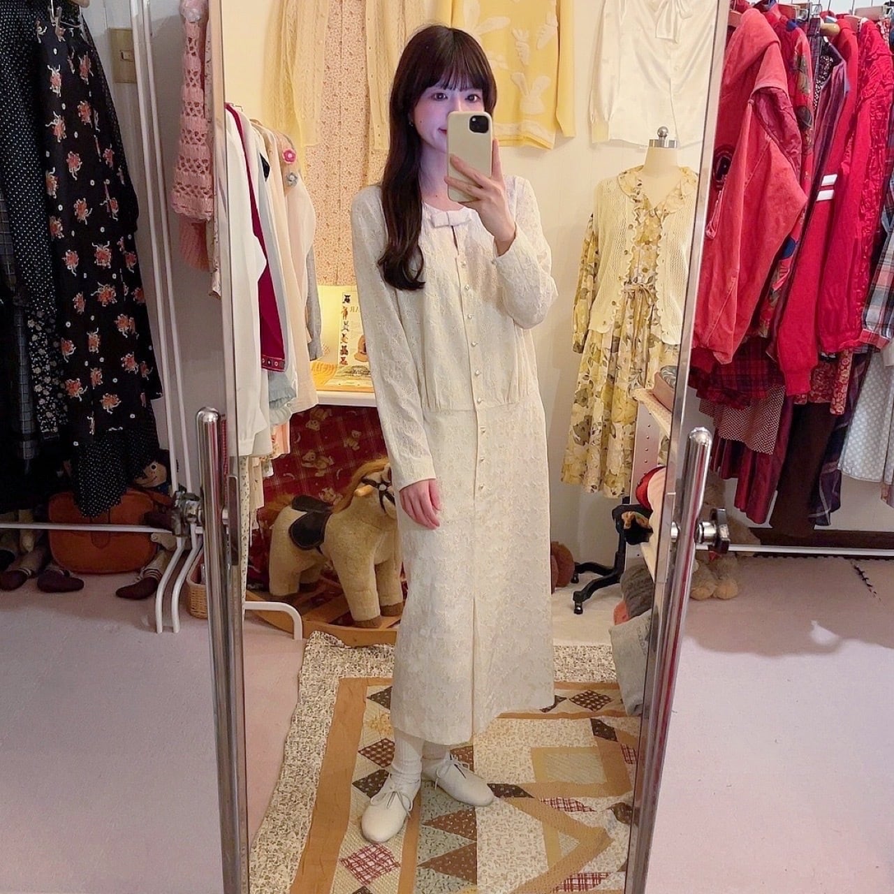 white leaf lace ribbon one-piece