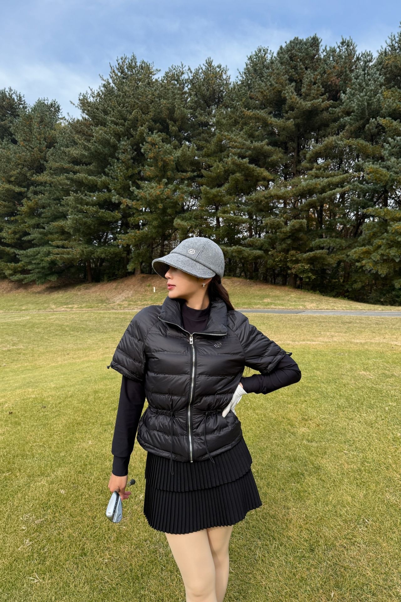 GOXO ゴーエックスオー ヘリンボーンチェックボンネットハット