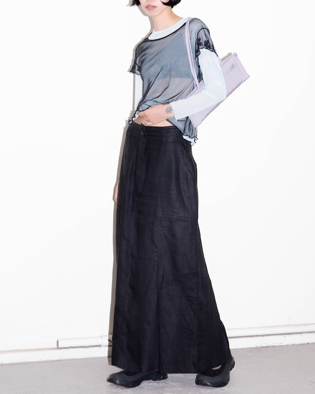 1980s Laurèl - side adjuster linen maxi skirt