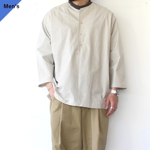HAVERSACK 40タイプライターノーカラー8分袖プルオーバーシャツ 40/Typewriter No collar P/O Shirt　（Light Gray）