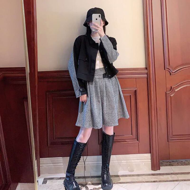 薄手オータムスカート 大きめサイズ 秋物 ミックスインファッション82823531542