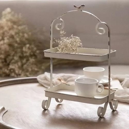 猫脚 ディスプレイトレー 飾り台 トレイホワイト ディスプレイ 横長 トレイ ロココ調 姫系 可愛い アンティーク風 シャビーシック 韓国インテリア 北欧