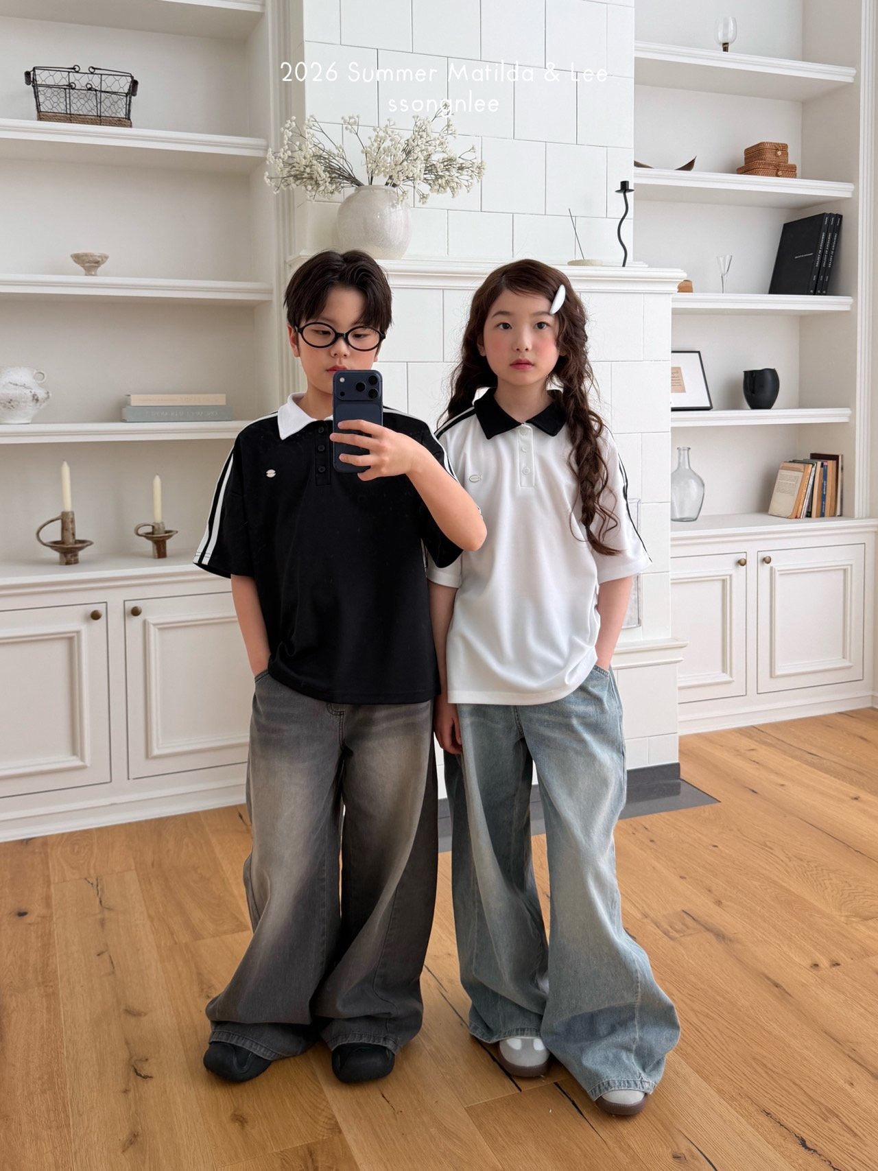 [Matilda&Lee] Airy two-stripe collar shirt (15/17/19) / [마틸다앤리] 에어리두줄카라티 (15/17/19)