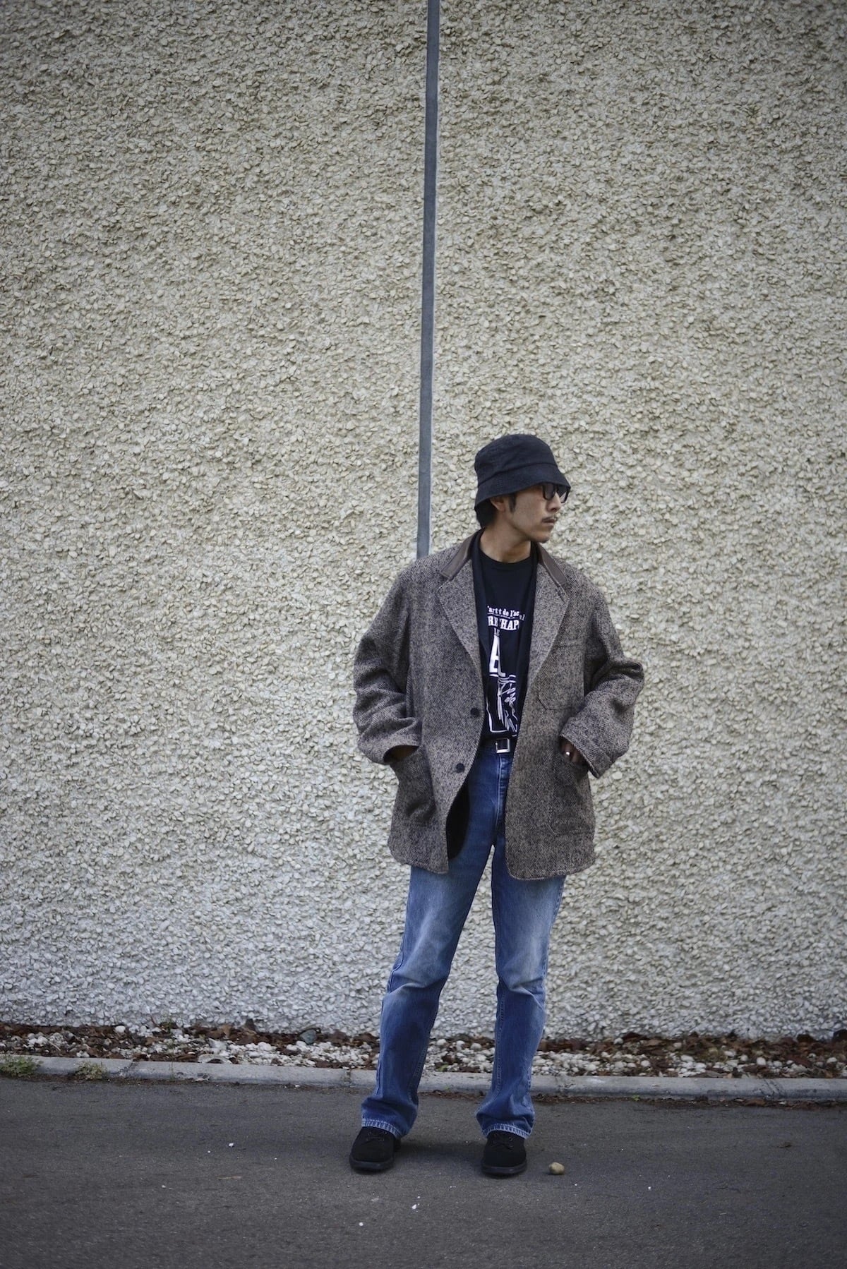 KAPTAIN SUNSHINE / Ex.herringbone tweed square over jacket | nariwai