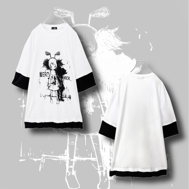 SHADOW GIRL LAYERED TEE【WHITE×BLACK】