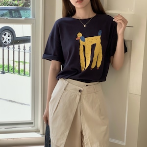 long legs puppy round neck short sleeve t shirt