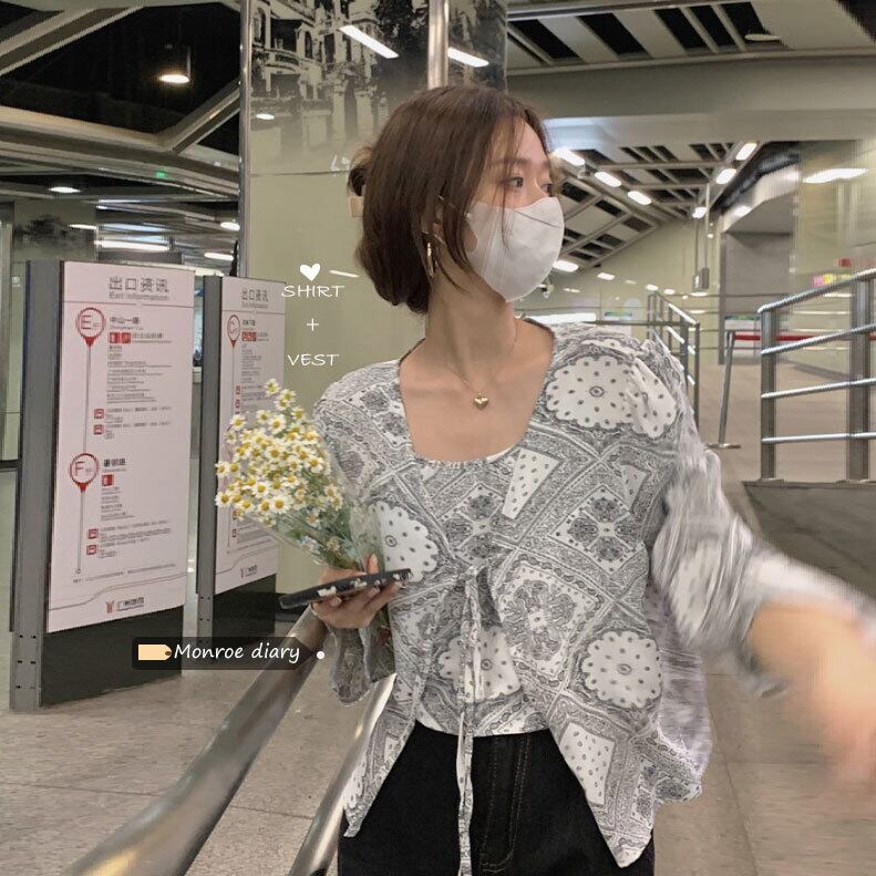 スタイルスタンダードサマーシャツ トップス ロング レトロ 夏物 モンロー81718003809