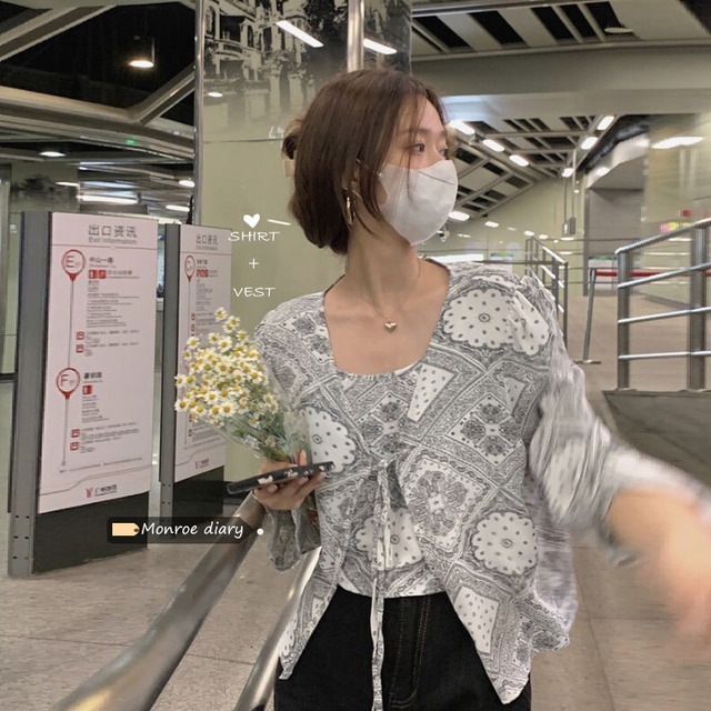 スタイルスタンダードサマーシャツ トップス ロング レトロ 夏物 モンロー81718003809