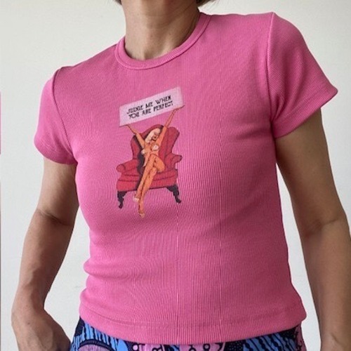 DENNY ROSE フューシャモンロー風ポイントリブTシャツITALY：611DD64016 ¥14,00＋tax