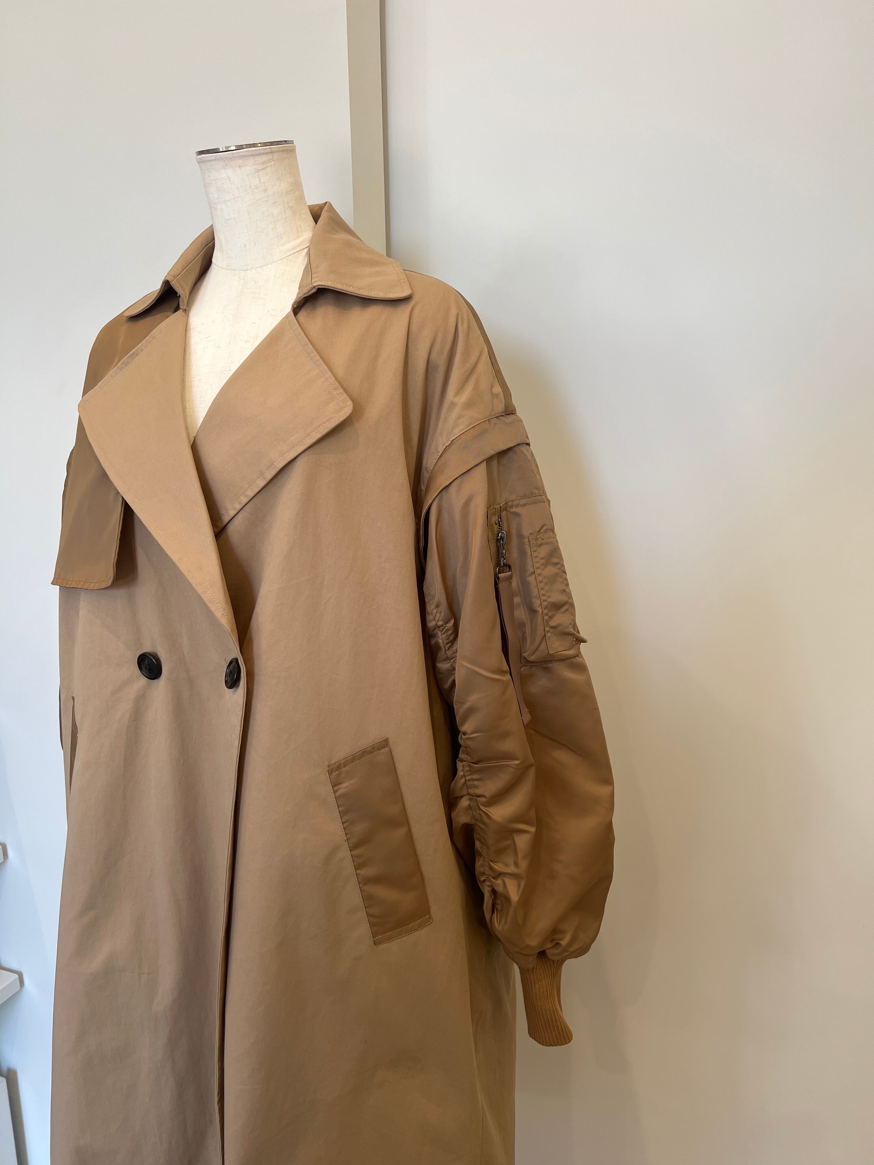 【SELECT】MA-1スリーブビッグカラーロングコート 24-0187