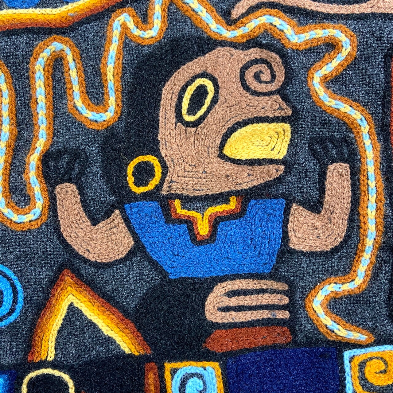 ヴィンテージ 南米 手刺繍 タペストリー ラグ ヒッピー 民族 110×55