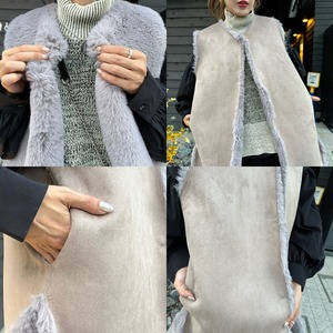 reversible eco far／fake mouton VT／Graybeige