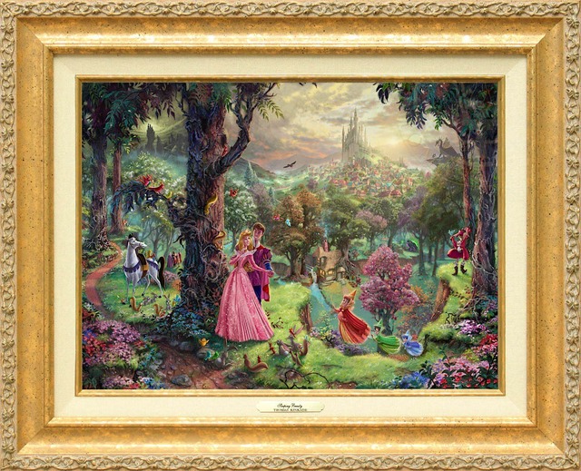 ディズニー絵画 眠れる森の美女 作品証明書・展示用フック付キャンバスジークレ