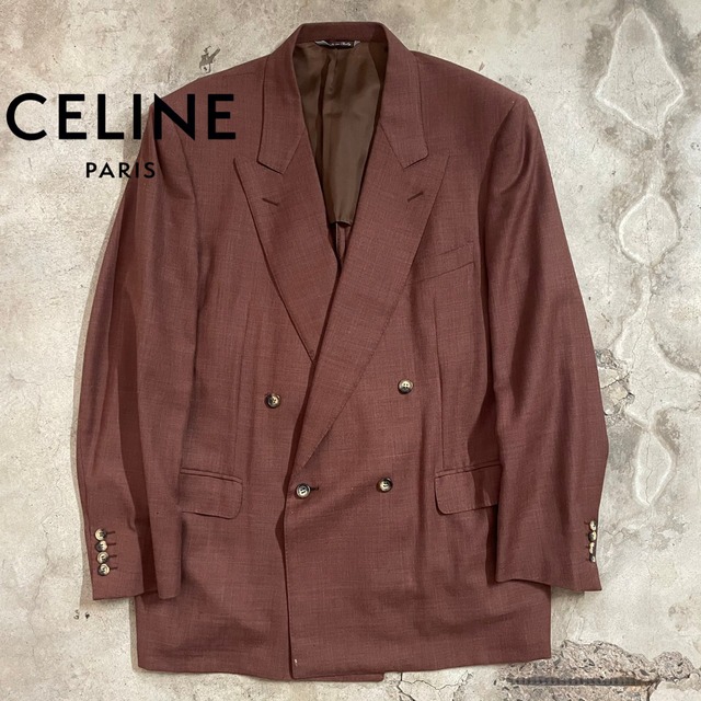 〖CELINE〗made in Italy brown color double tailored jacket/セリーヌ イタリア製 ブラウン カラー ダブル テーラード ジャケット/xlsize/#0308/osaka