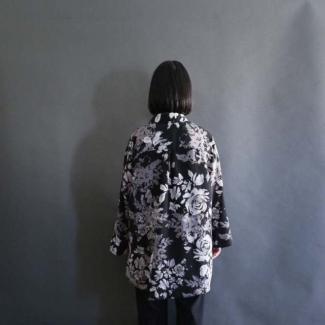 ”墨絵” art flower pattern l/s mode shirt