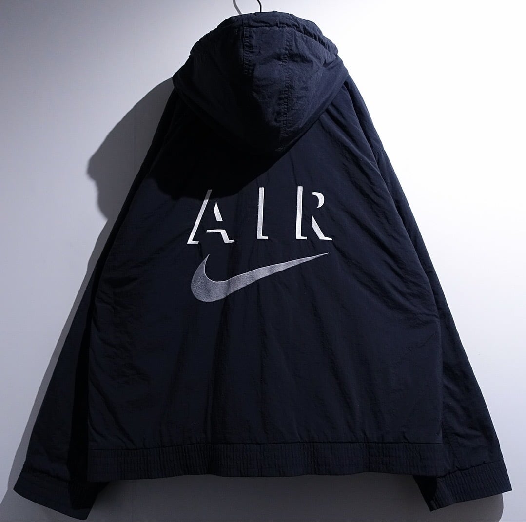 90s "NIKE" Black Swoosh Logo Embroidered Desgin Hooded Jacket