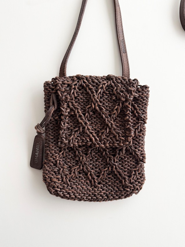 2000s CHANEL LEATHER MESH SHOULDER BAG