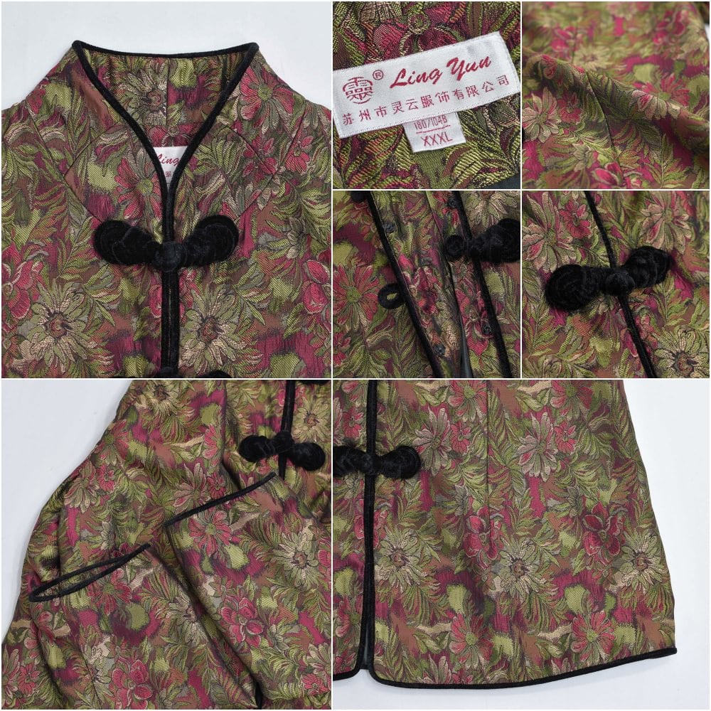 80～90s Ling yuu アンティーク調 フラワーパターン マンダリン