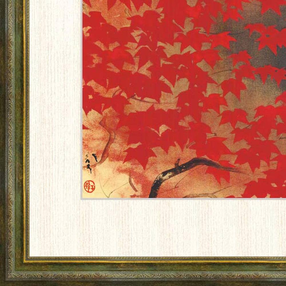 □ 川端龍子『滝に紅葉（F8号）』高精彩工芸画(手彩補色) 複製画 新品