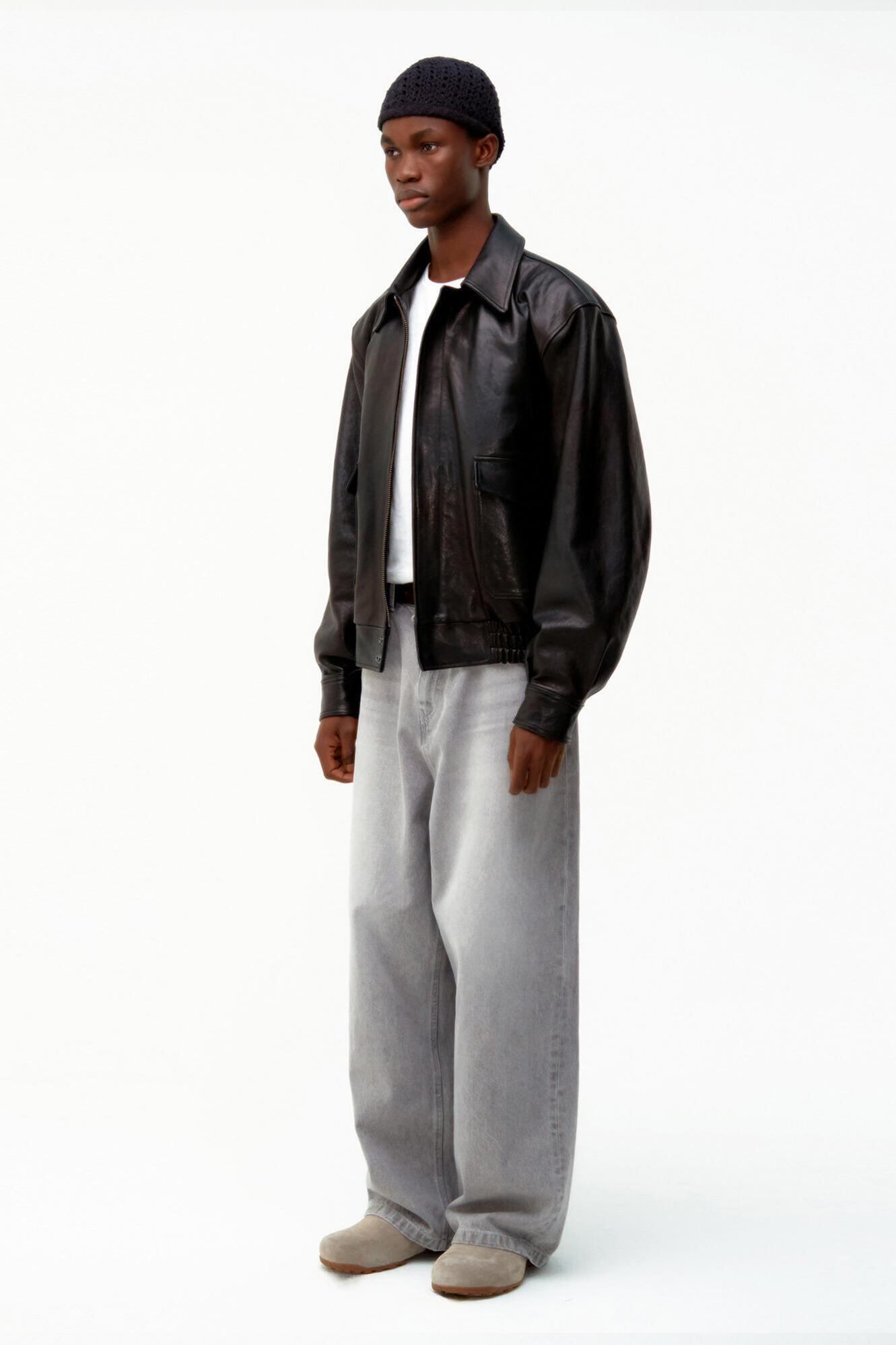 3/24発送 [COOR MEN] Vegetable Leather A-2 Jacket (Black) 正規品