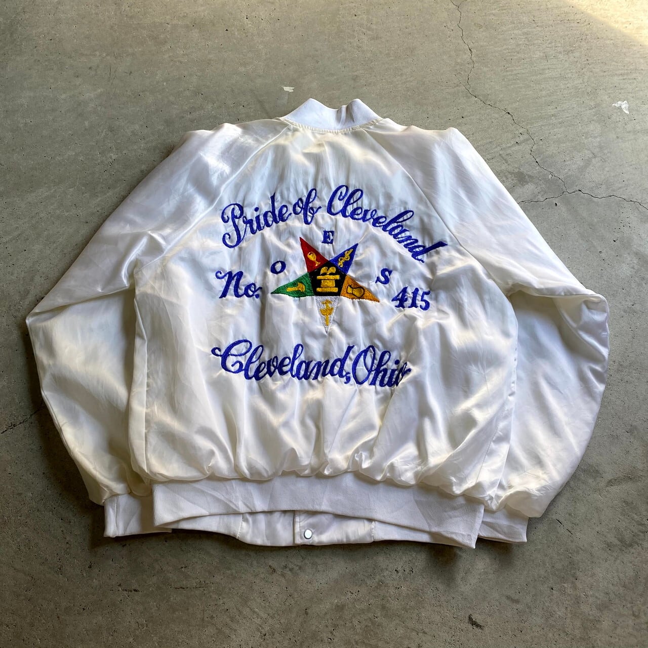 80年代 USA製 イースタンスター フリーメイソン チェーン刺繍 サテン
