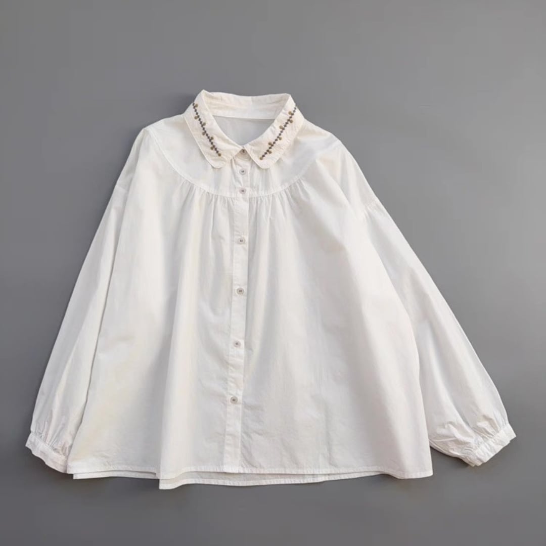 襟フレンチカラーデザインシャツ F3947