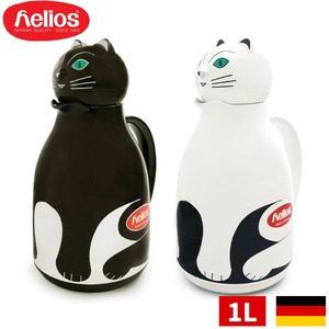 helios　ドイツ　猫　THERMO CAT サーモキャット 卓上　魔法瓶　ガラス製 　白猫　黒猫　1L