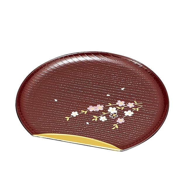 宮本産業 皿 4.5半月銘々皿 溜渕金 花さくら 溜 約12×13×0.8cm | Pay ID