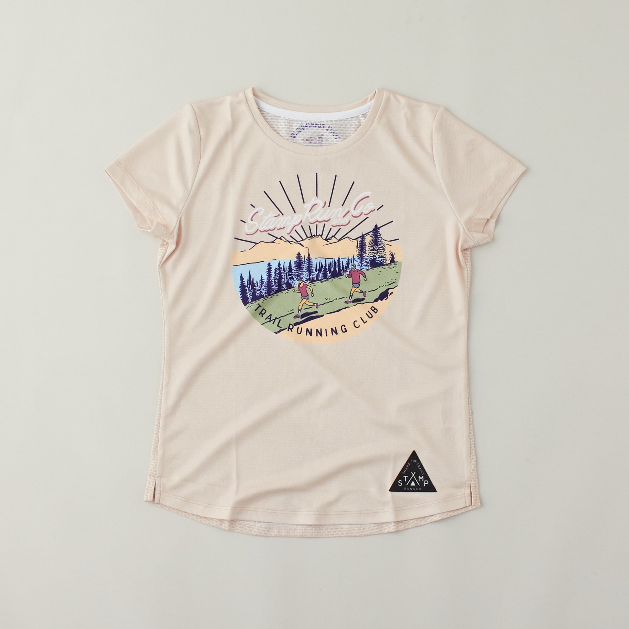 STAMP RUNCO（スタンプランアンドコー） STAMP WOMENS GRAPHIC RUN TEE (STAMP TRAIL RUNNING  CLUB -PINK-) レディースTシャツ unite(ユニテ ）