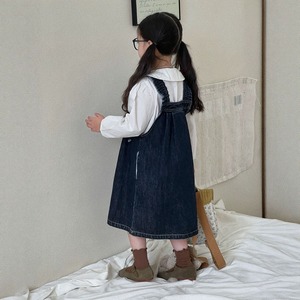 秋リボンデザインデニムサロペット