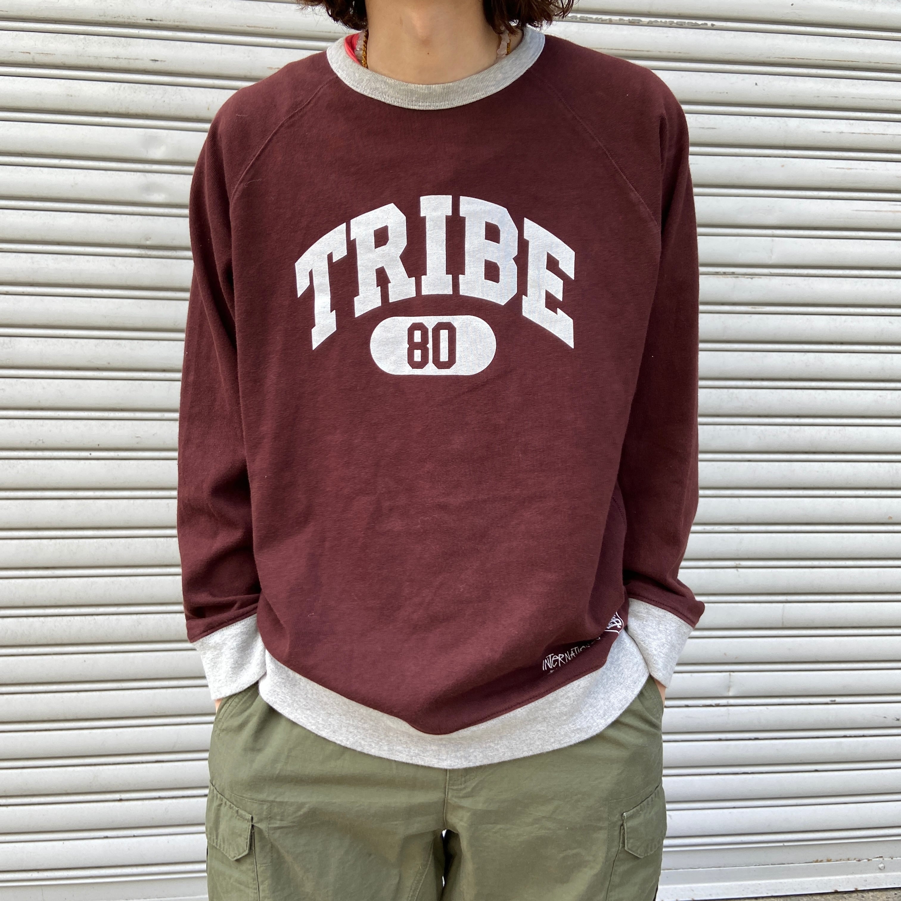 《激レア》ステューシー STUSSY☆スウェット L 刺繍ロゴ ベロア ネイビー