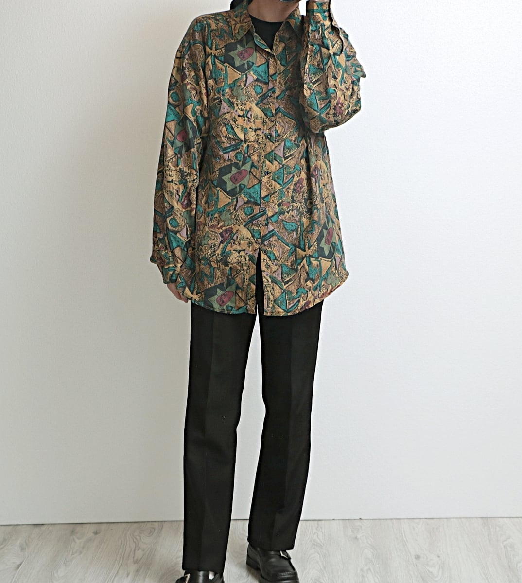 vintage シルクシャツ 古着 ヴィンテージ シルク シャツ【100%Silk】【1980's-】Vintage