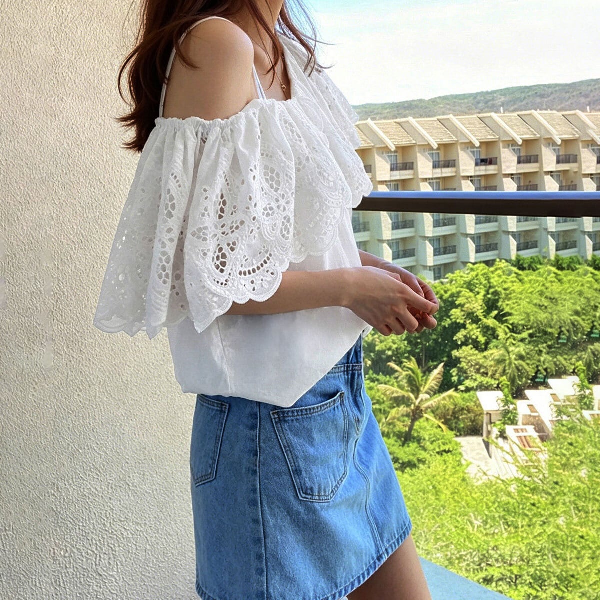 オフショルダー フリル ブラウス レディース 春夏 韓国 肩出し 肌見せ きれいめ 大人 かわいい フェミニン おしゃれ レース トップス マルチway 大人可愛い 大人女子