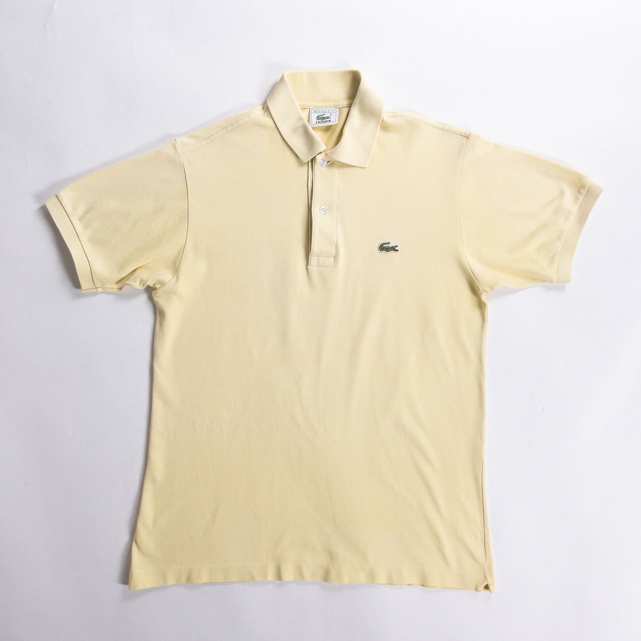 1980-90s "French LACOSTE" Banana Yellow Cotton S/S Polo Shirt, Size 3