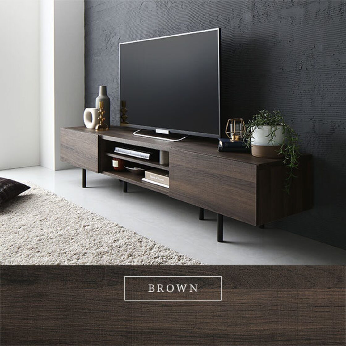 ワイド テレビボード テレビ台 幅 120 cm ストーングレー 脚付 
