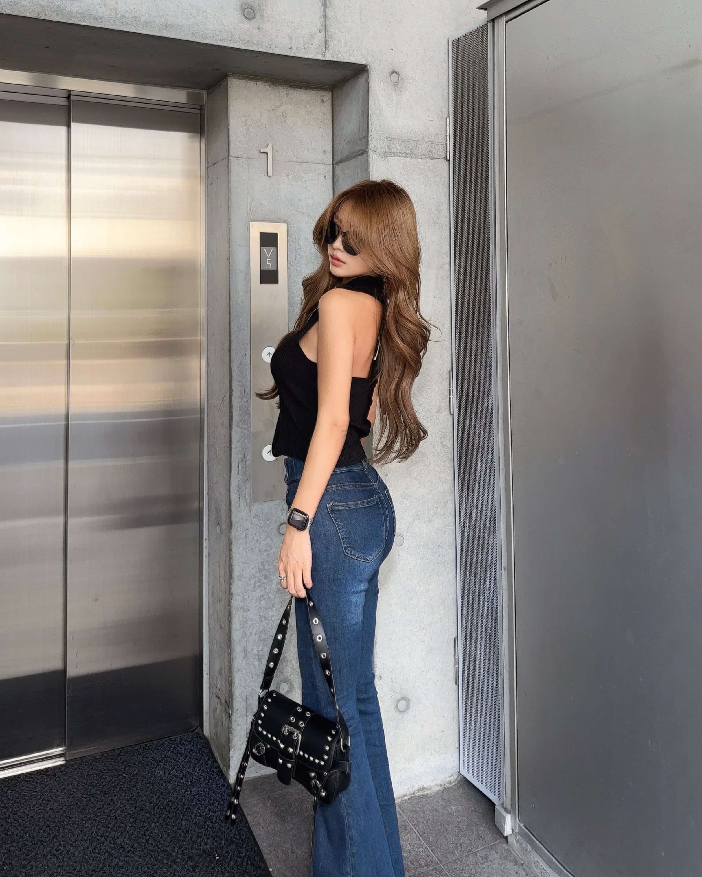 即納/インディゴブルー】SU high-waist flare denim | GIENGE